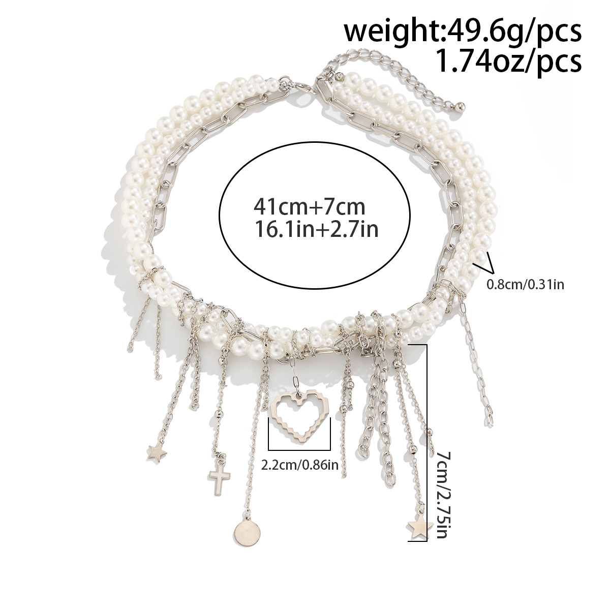 Heart Pearl Tassel Necklace