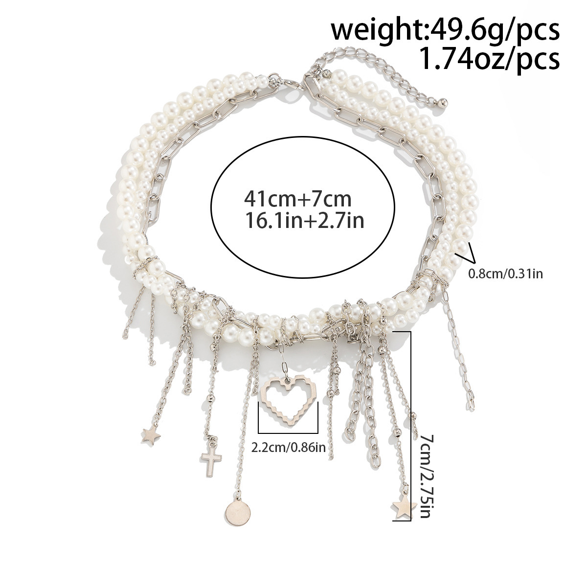 Heart Pearl Tassel Necklace