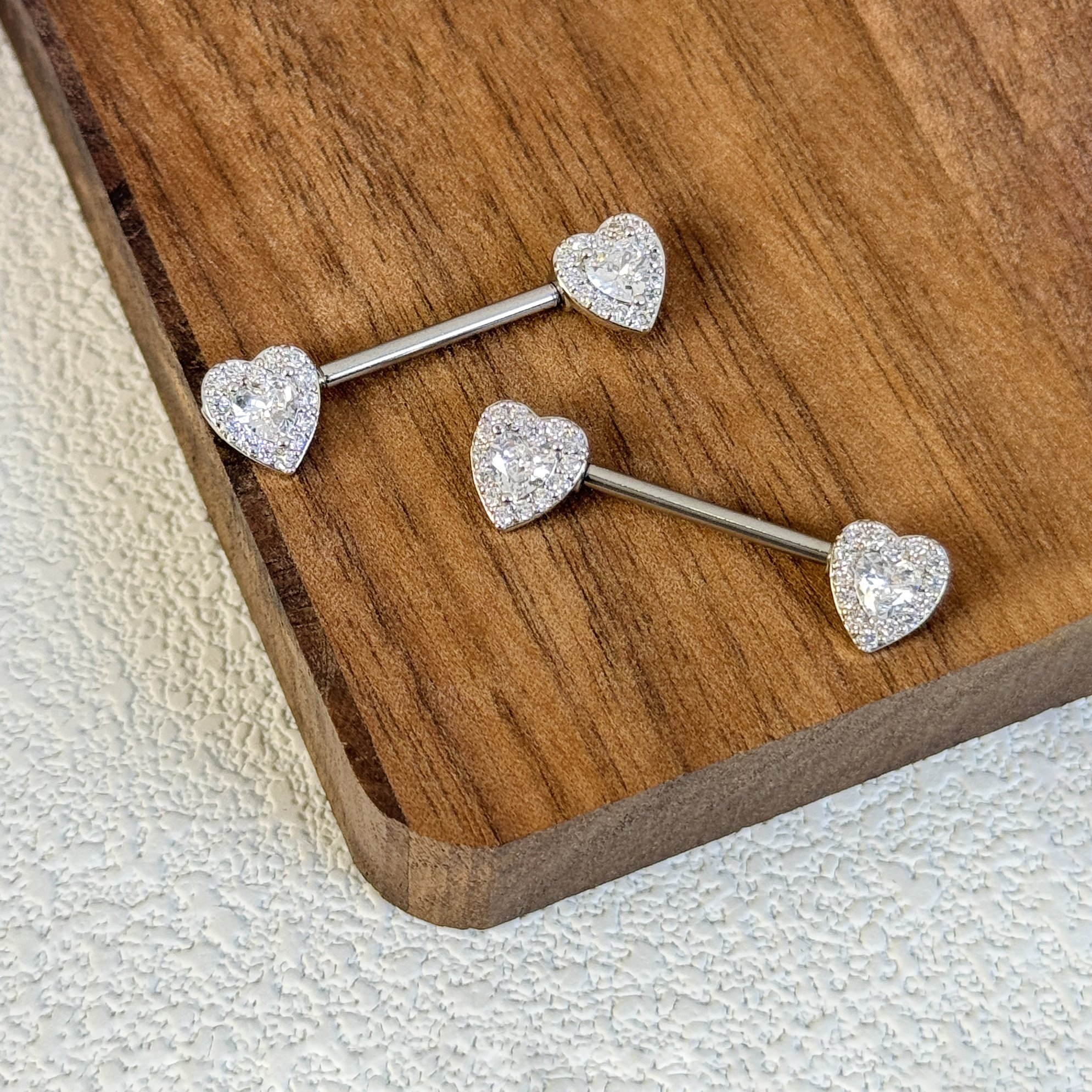 Crystal Heart Barbell