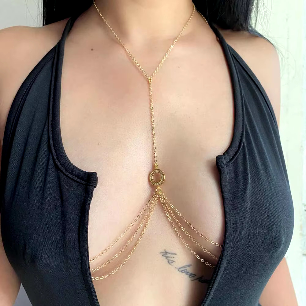 Diamond round sexy chest necklace