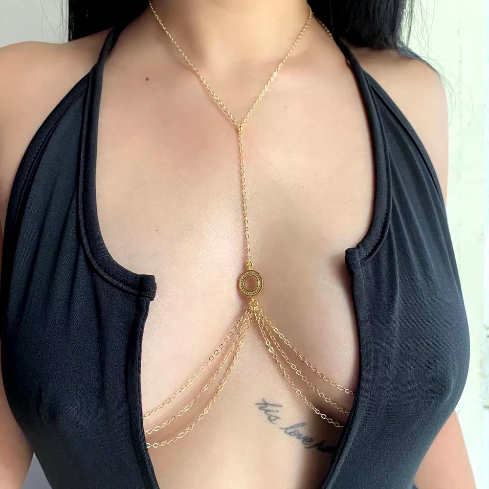 Diamond round sexy chest necklace