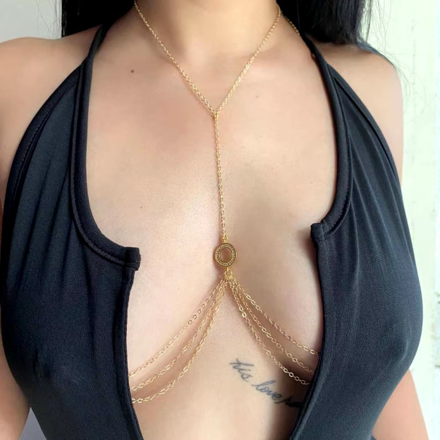Diamond round sexy chest necklace