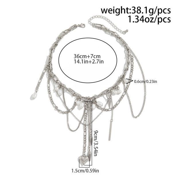 Heart Pearl Tassel Necklace