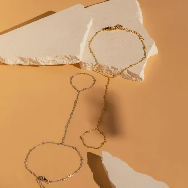 Beaded Hand Chain Bracelet 