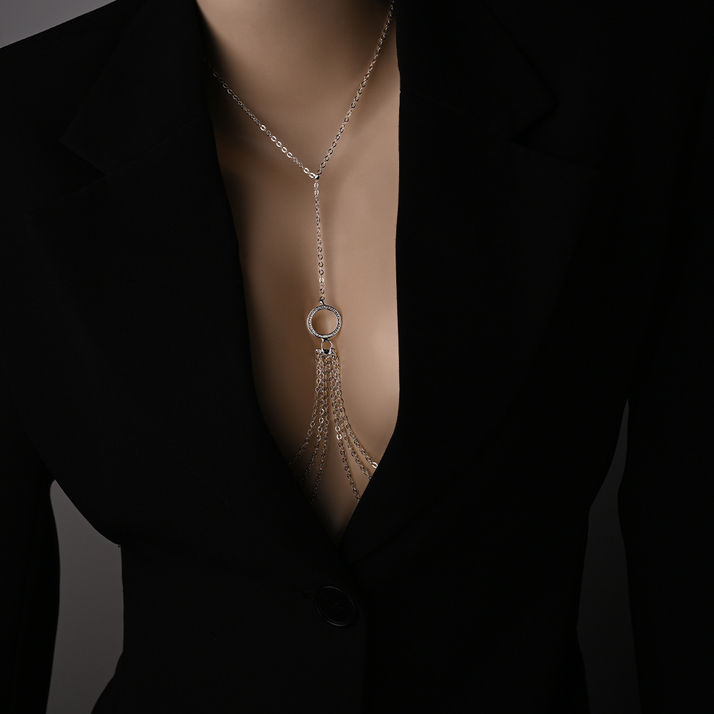 Diamond round sexy chest necklace