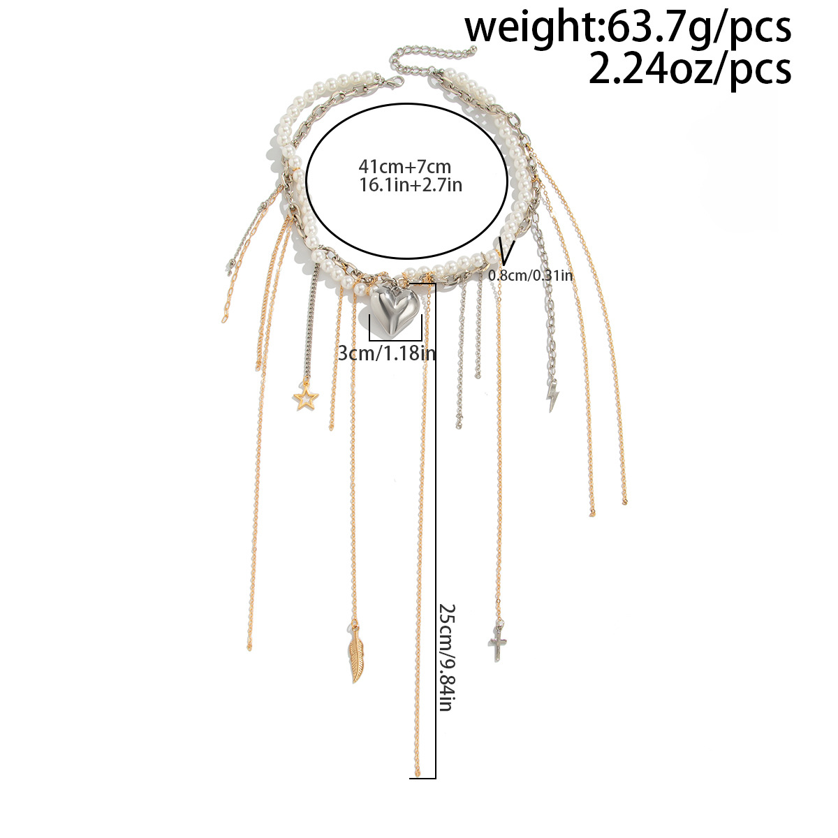 Heart Pearl Tassel Necklace