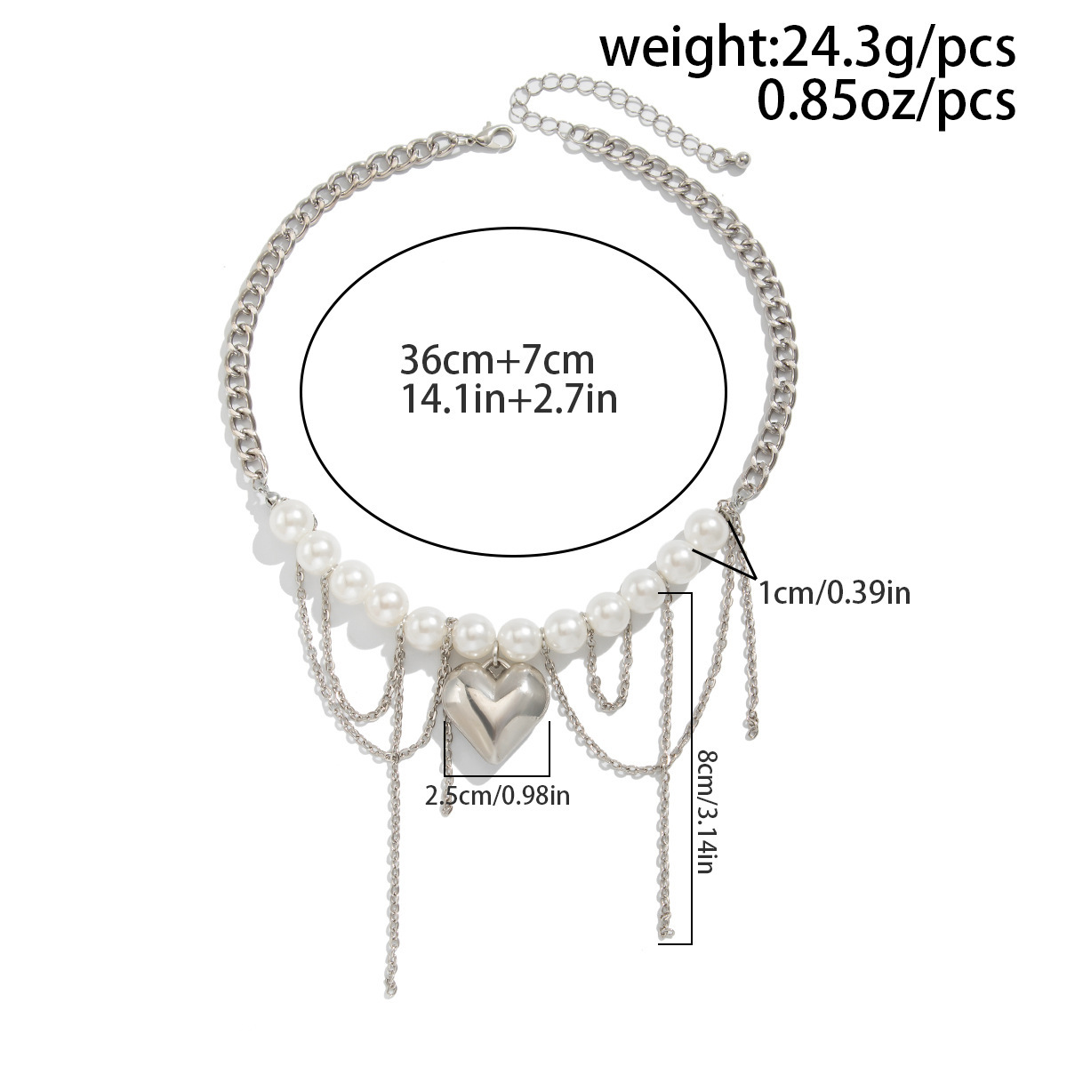 Heart Pearl Tassel Necklace