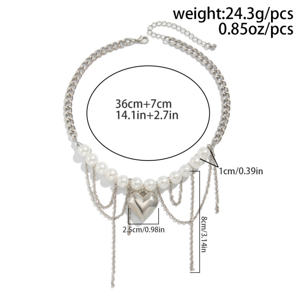 Heart Pearl Tassel Necklace