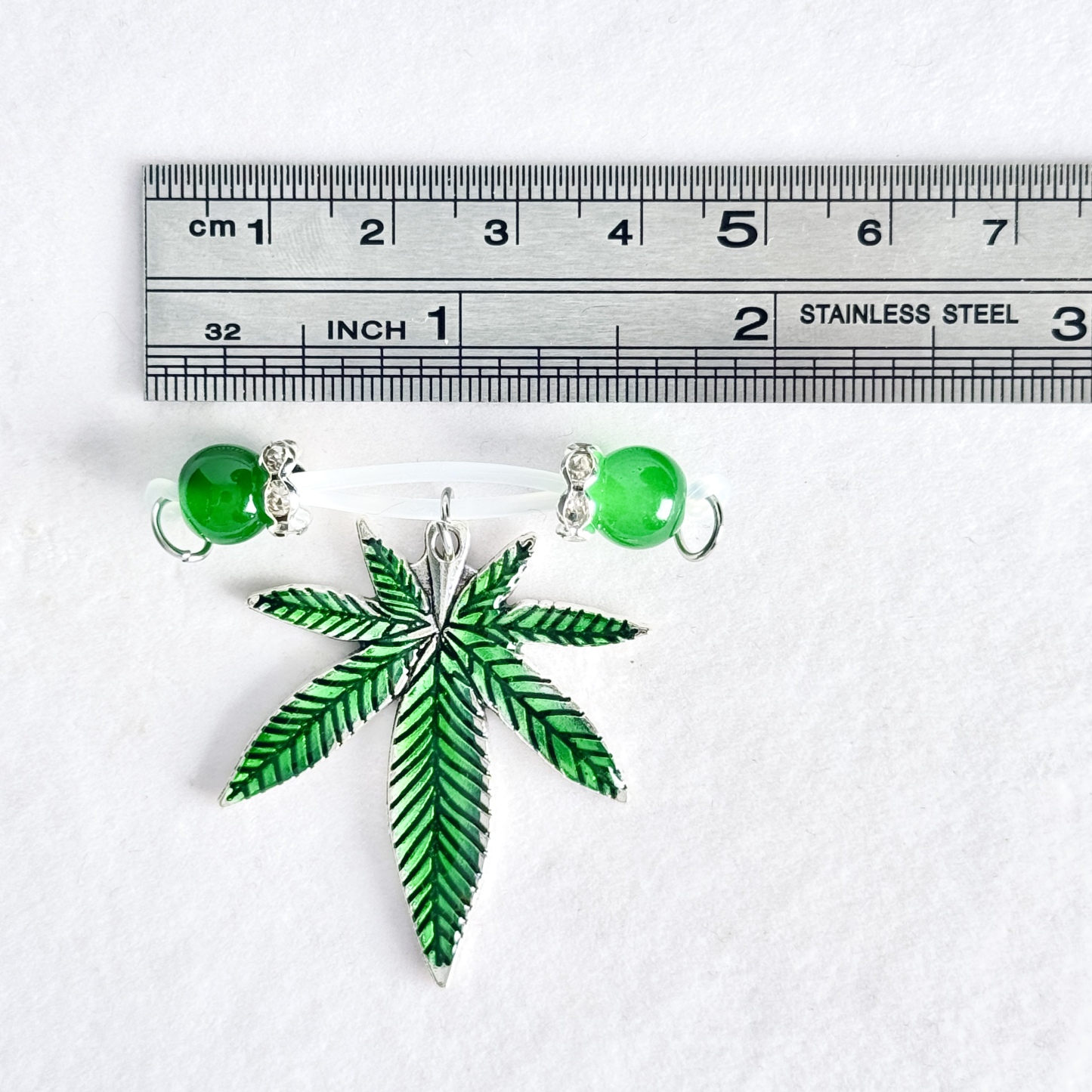 Green Leaf Faux Belly Button Ring