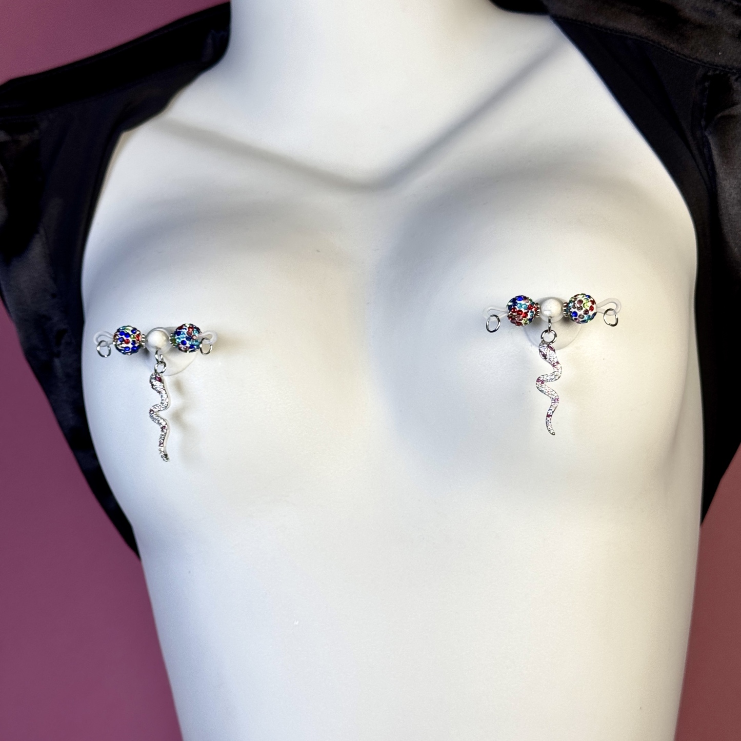 Serpent Shine Crystal Charm Nipple Jewelry
