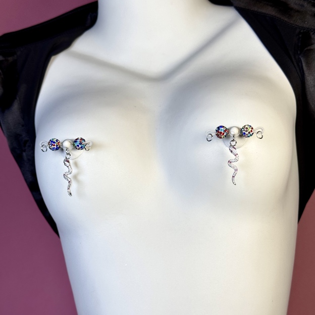 Serpent Shine Crystal Charm Nipple Jewelry