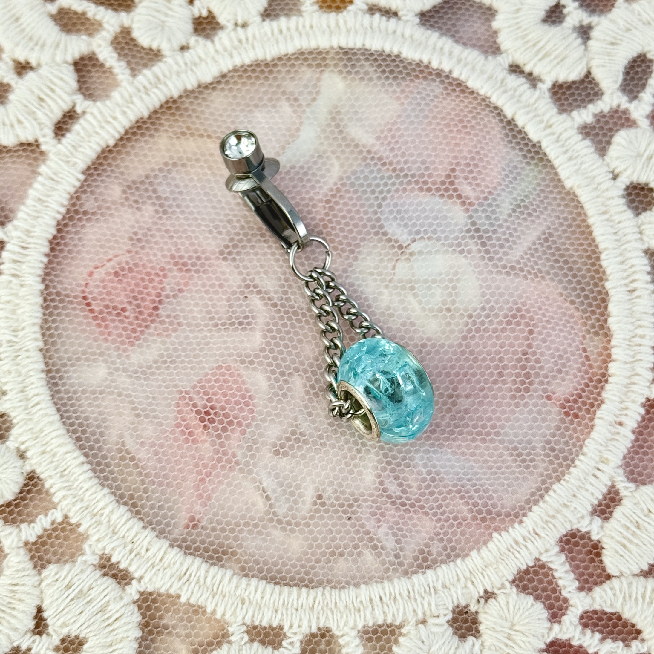 Aqua Crystal Navel Chain Piercing Jewelry