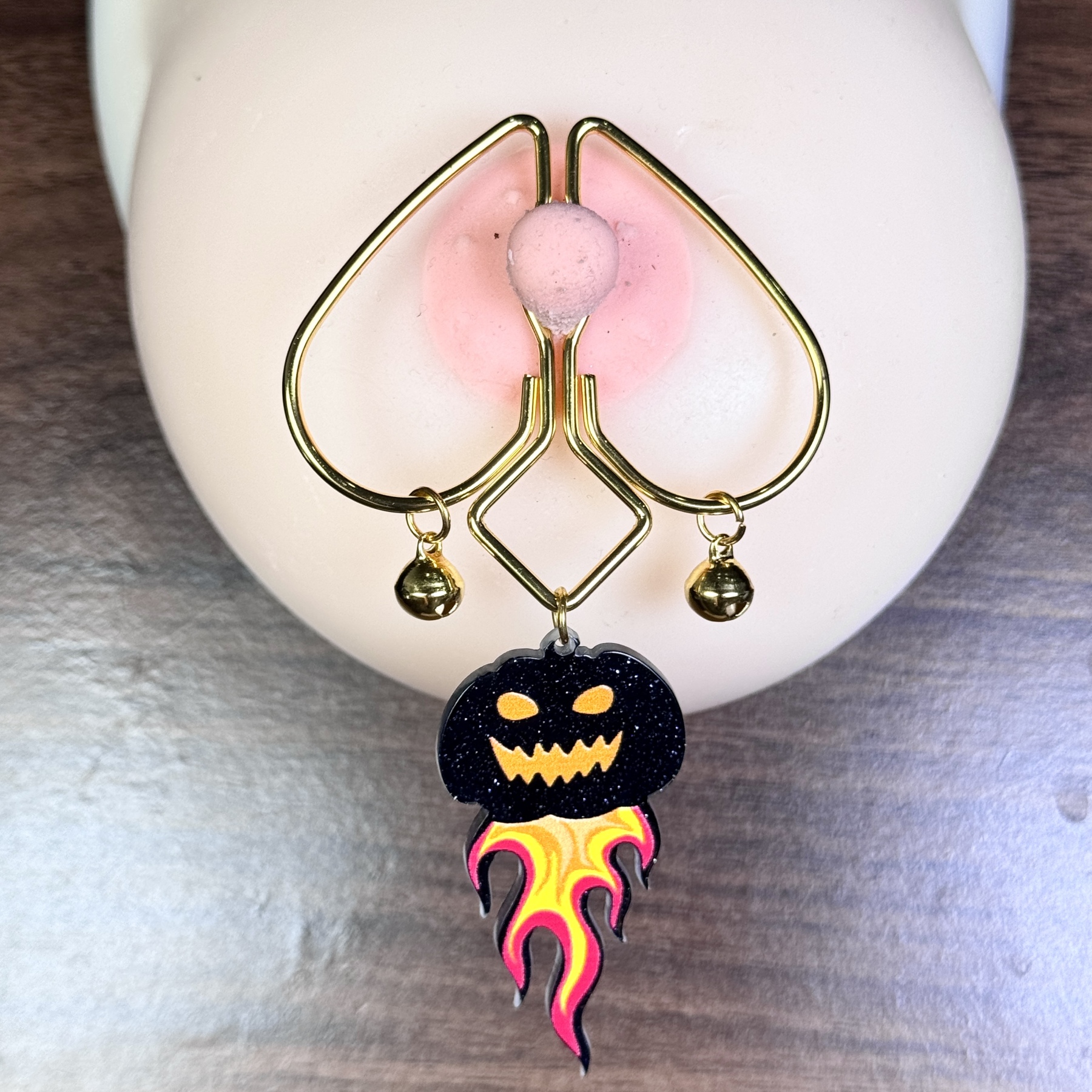 Flame Pumpkin Nipple Clamps