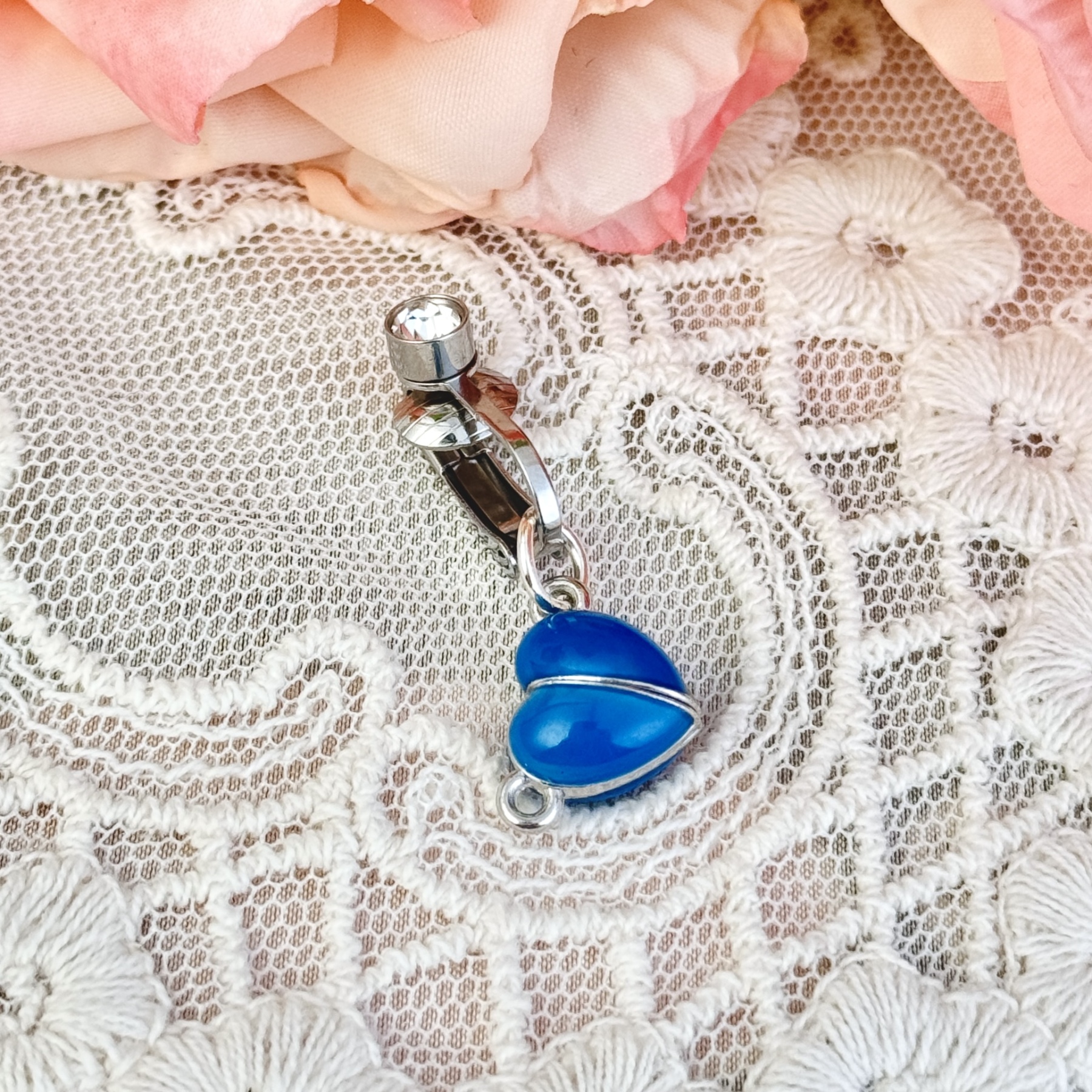 Rotatable heart navel jewelry