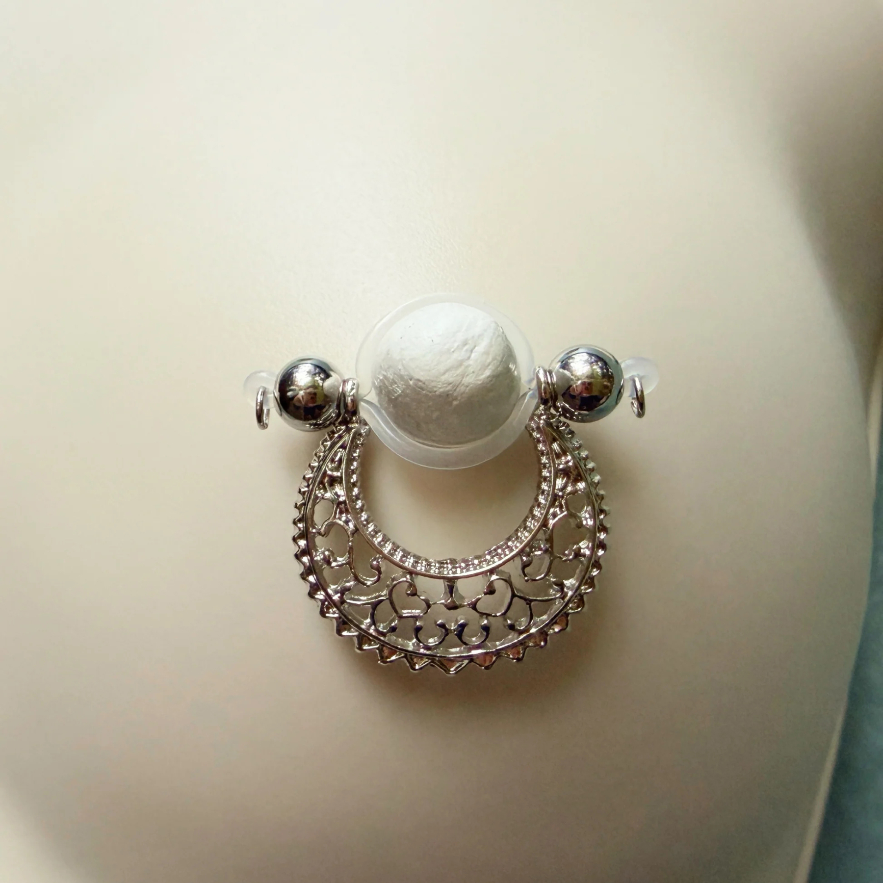 Silver Filigree Crescent Weave