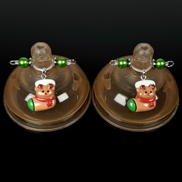 Green Gem Holiday Shoe Nipple Clamps