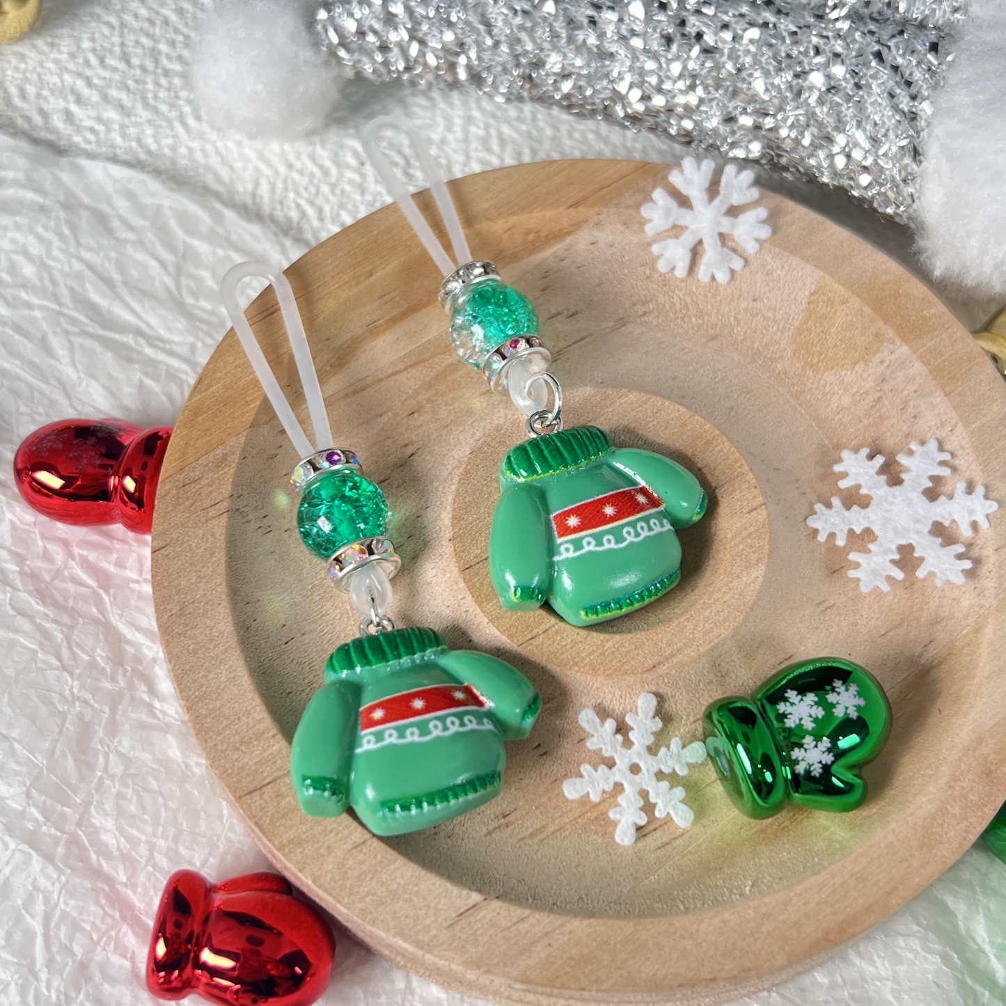 Holiday Sweater Green Bead Nipple Clamps