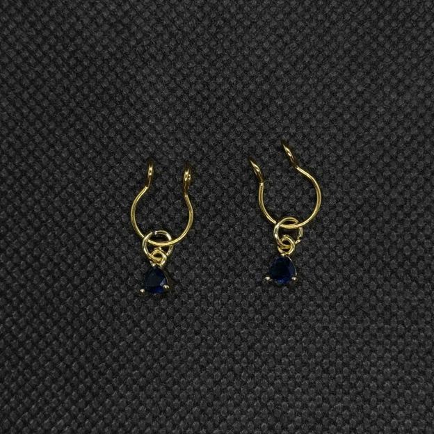 Men's Nipple Clamps - Blue Gemstone