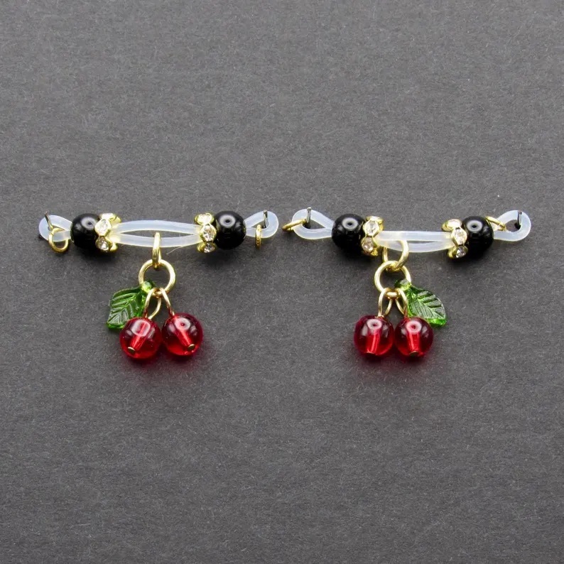 Fake Nipple Rings with Cherry Charms