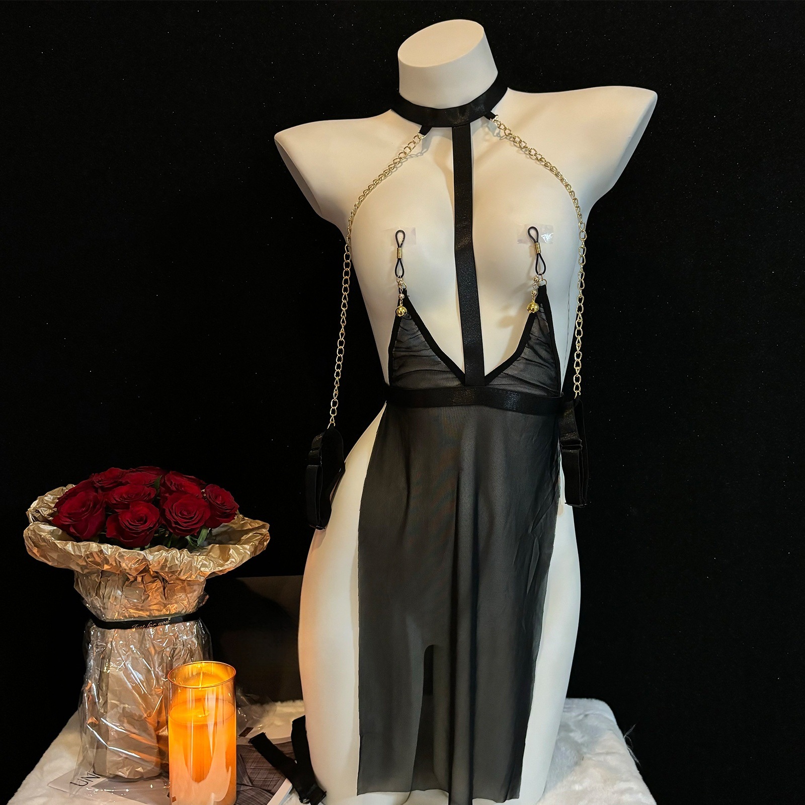 Nipple clamp mesh skirt set