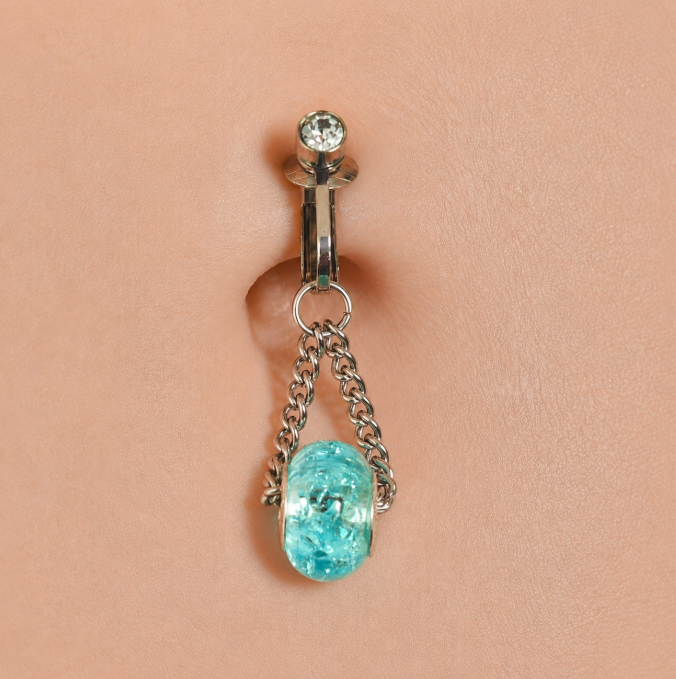 Aqua Crystal Navel Chain Piercing Jewelry