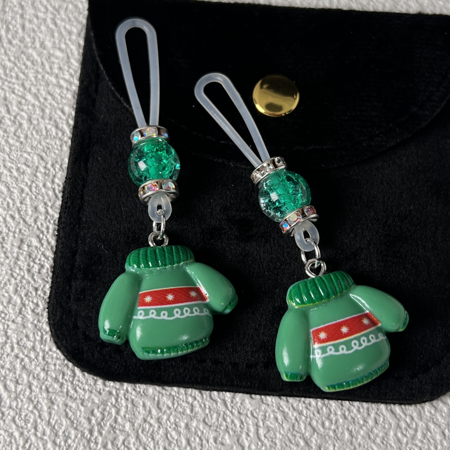 Holiday Sweater Green Bead Nipple Clamps