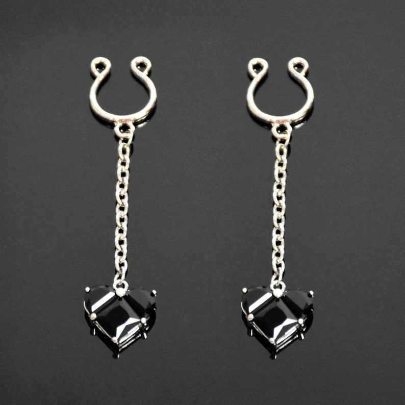 Fake nipples rings with heart