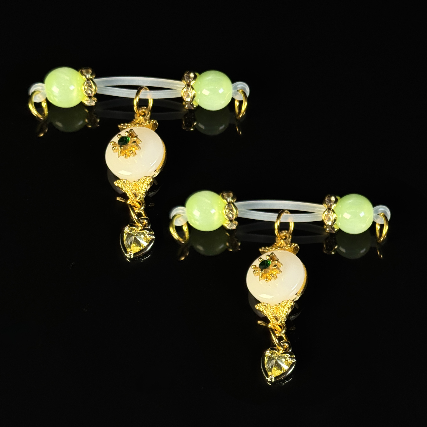 Jade nipple clamps + jade necklace
