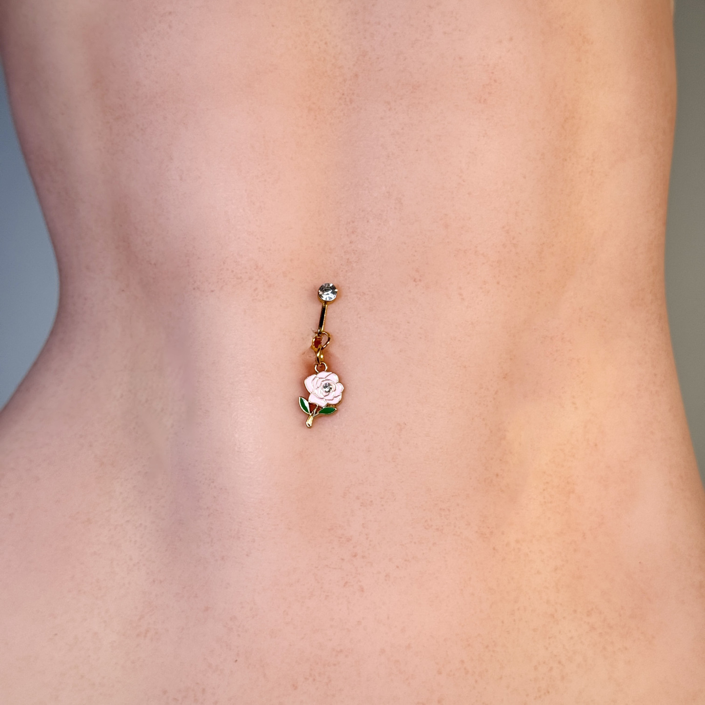 White Rose Charm Faux Navel Ring