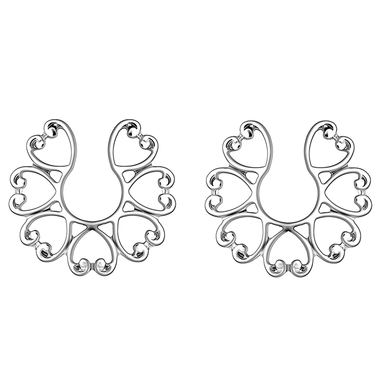 Flower-shaped peacock screen nipple ring-Thyye