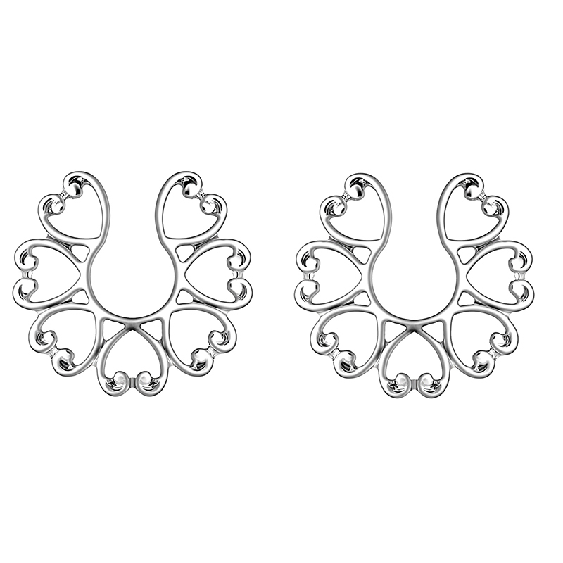 Flower-shaped peacock screen nipple ring-Thyye