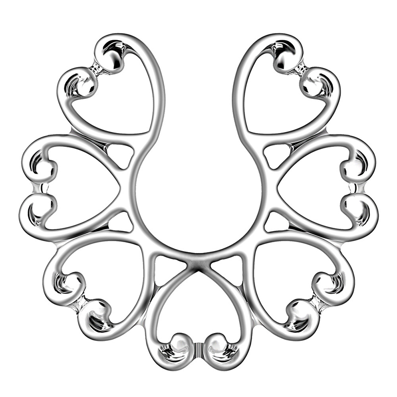 Flower-shaped peacock screen nipple ring-Thyye