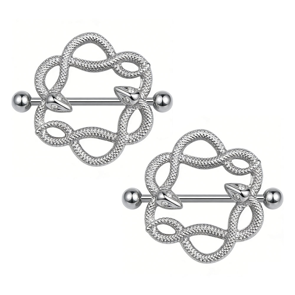 Gothic-Style Double-Serpent Nipple Shield
