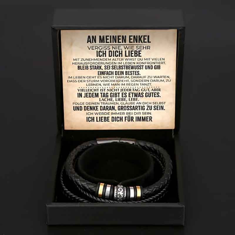 An meinen Enkel - Geflochtenes Edelstahl Lederarmband-Thyye