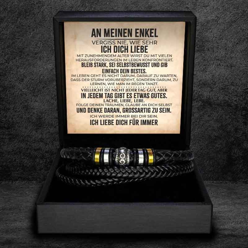 An meinen Enkel - Geflochtenes Edelstahl Lederarmband-Thyye