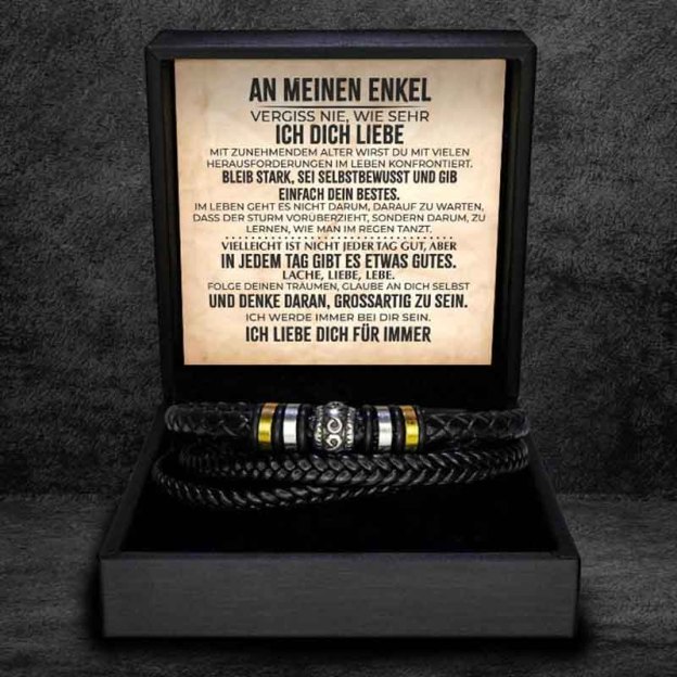 An meinen Enkel - Geflochtenes Edelstahl Lederarmband-Thyye