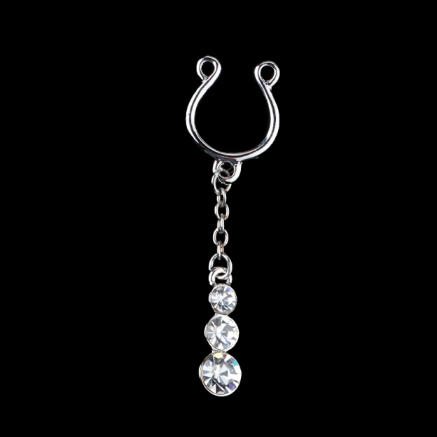 Fashion U-shaped long pendant false nipple ring-Thyye