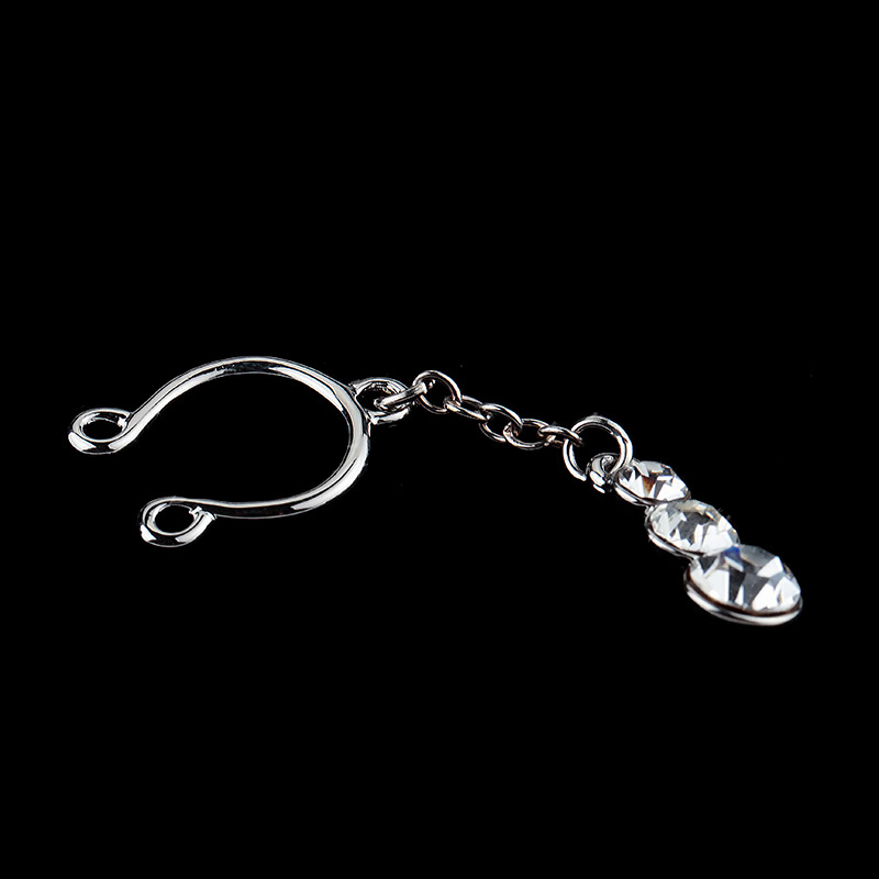Fashion U-shaped long pendant false nipple ring-Thyye