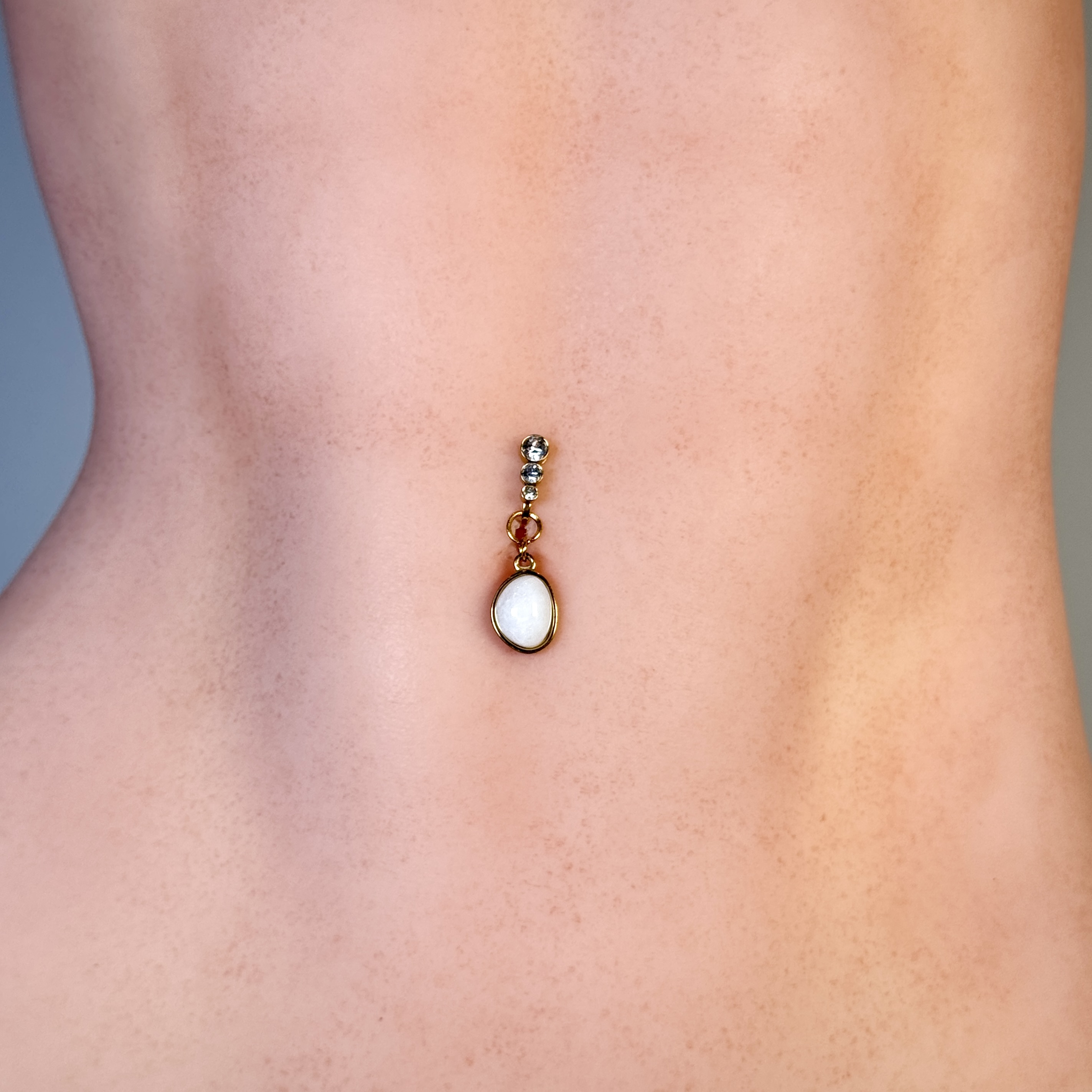 Moonstone Glow Faux Navel Ring