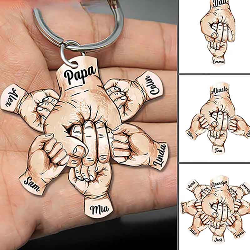 Family Gift Father and Son Fist Keychain-Thyye