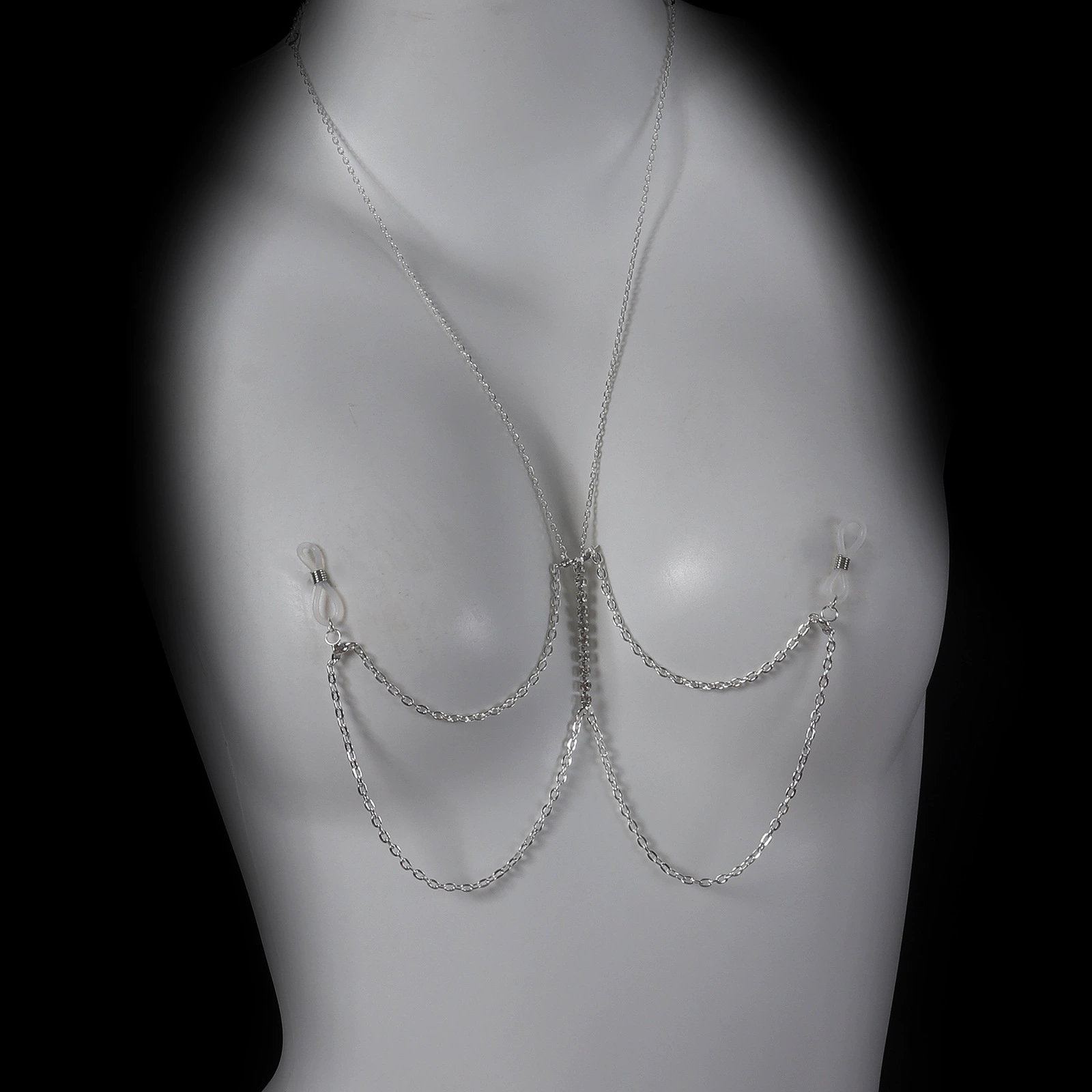Rhinestone body chain and nipple chain