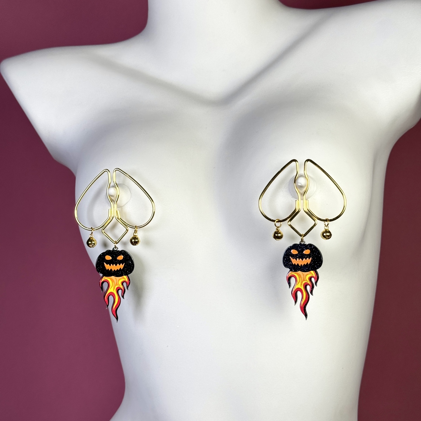 Flame Pumpkin Nipple Clamps