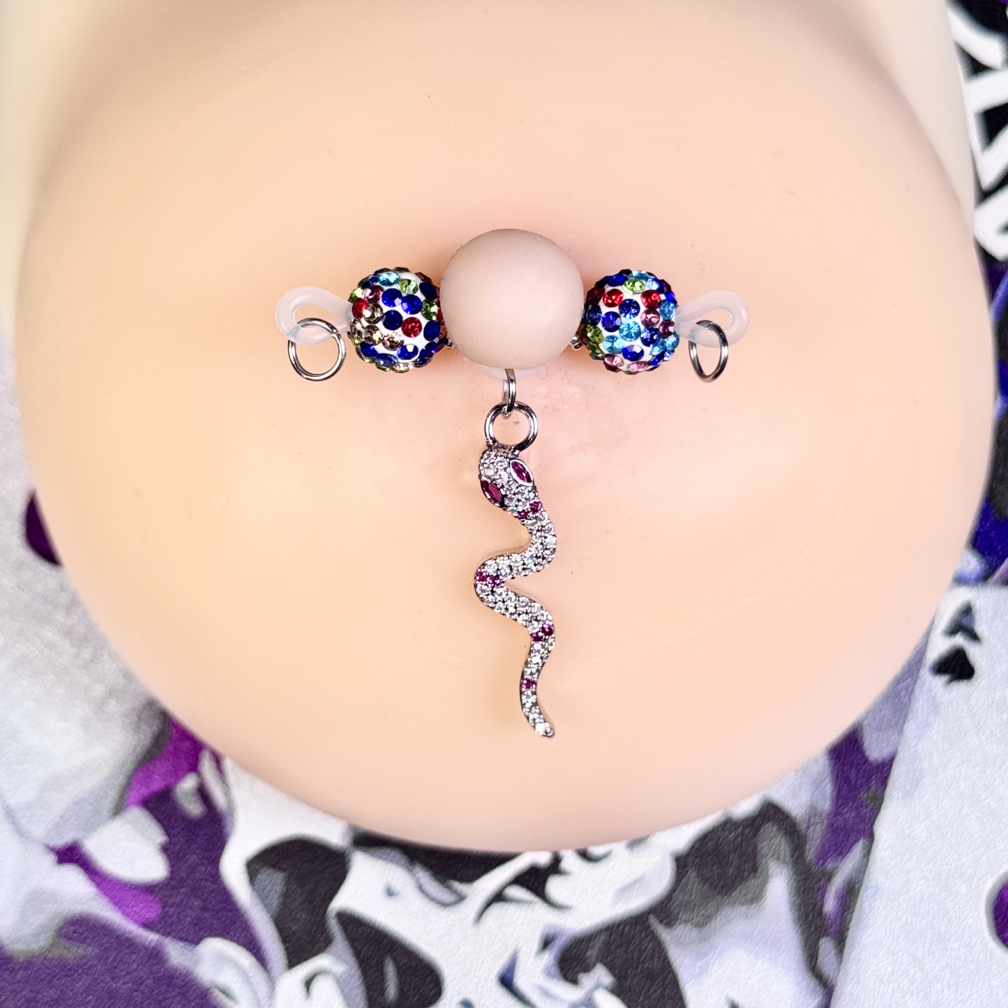 Serpent Shine Crystal Charm Nipple Jewelry
