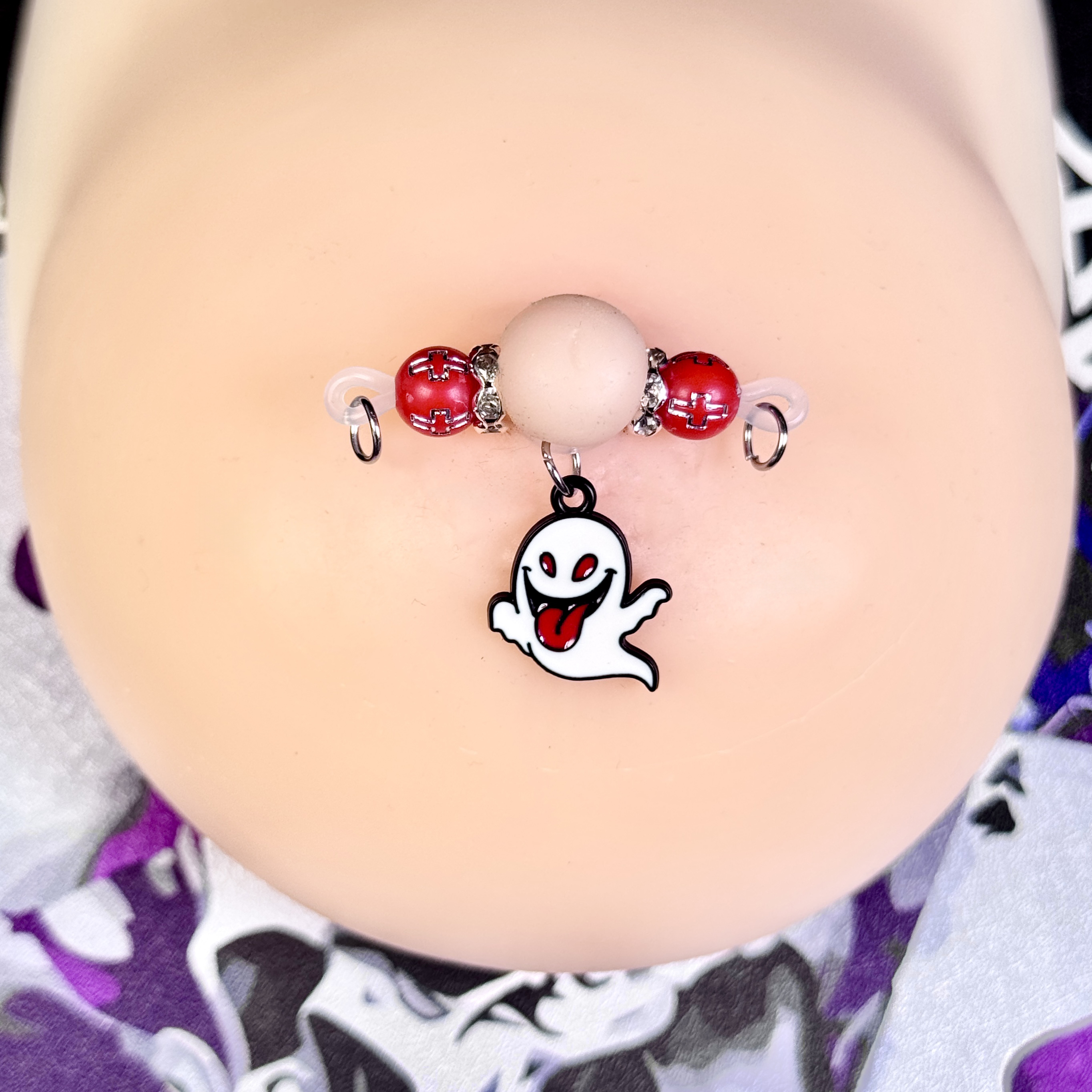 Spooky Ghost Charm Non-Piercing Nipple Jewelry