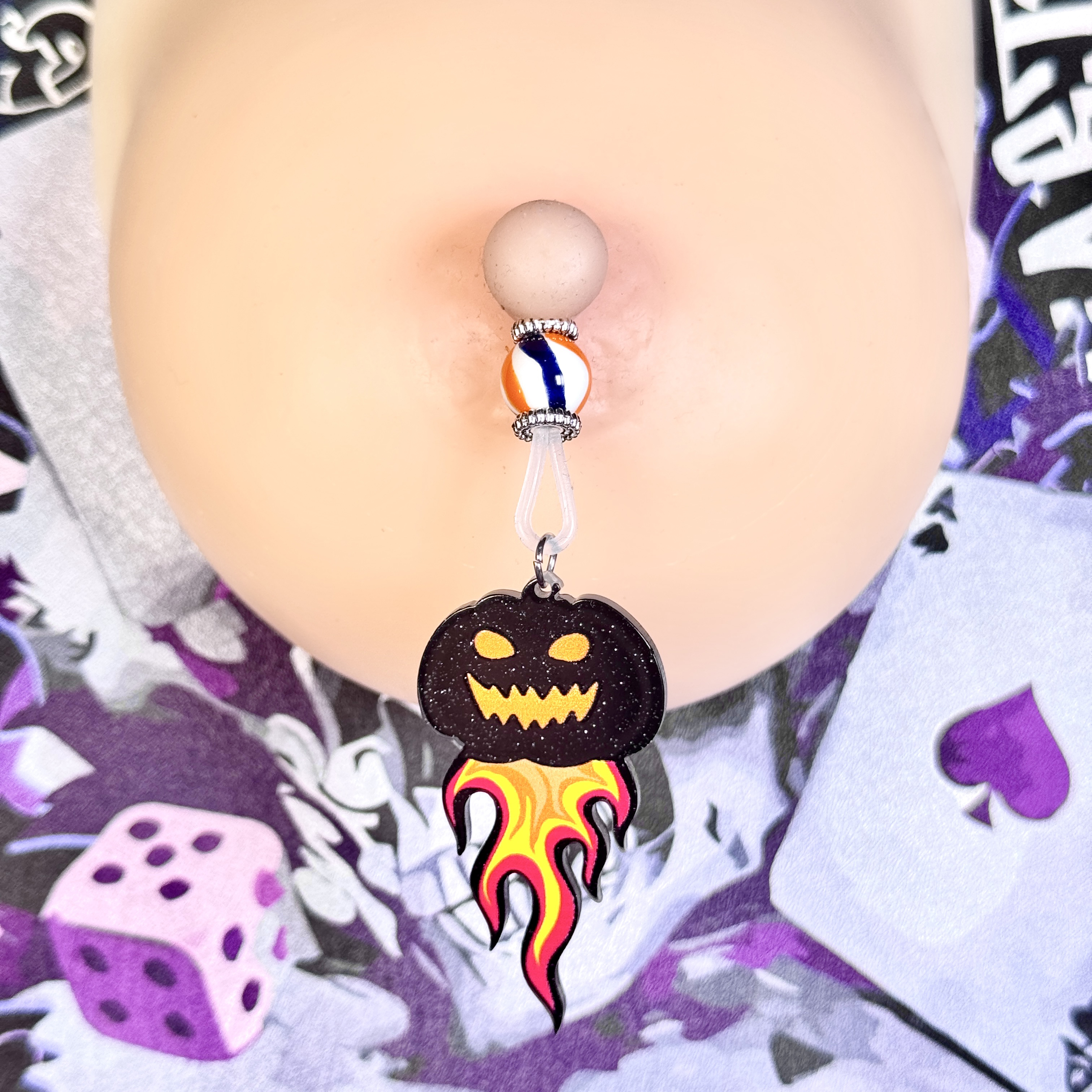Flame Pumpkin Nipple Clamps