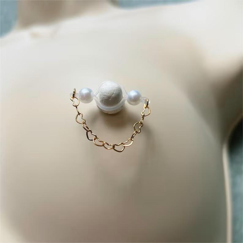 Heart Chain Nipple Rings