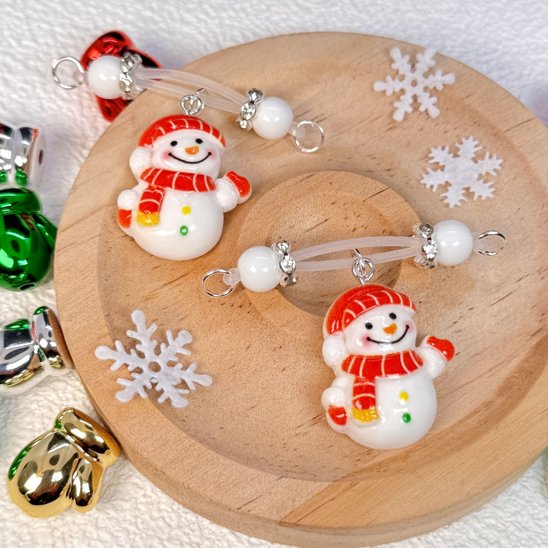 Pearl & Resin Snowman Dangle