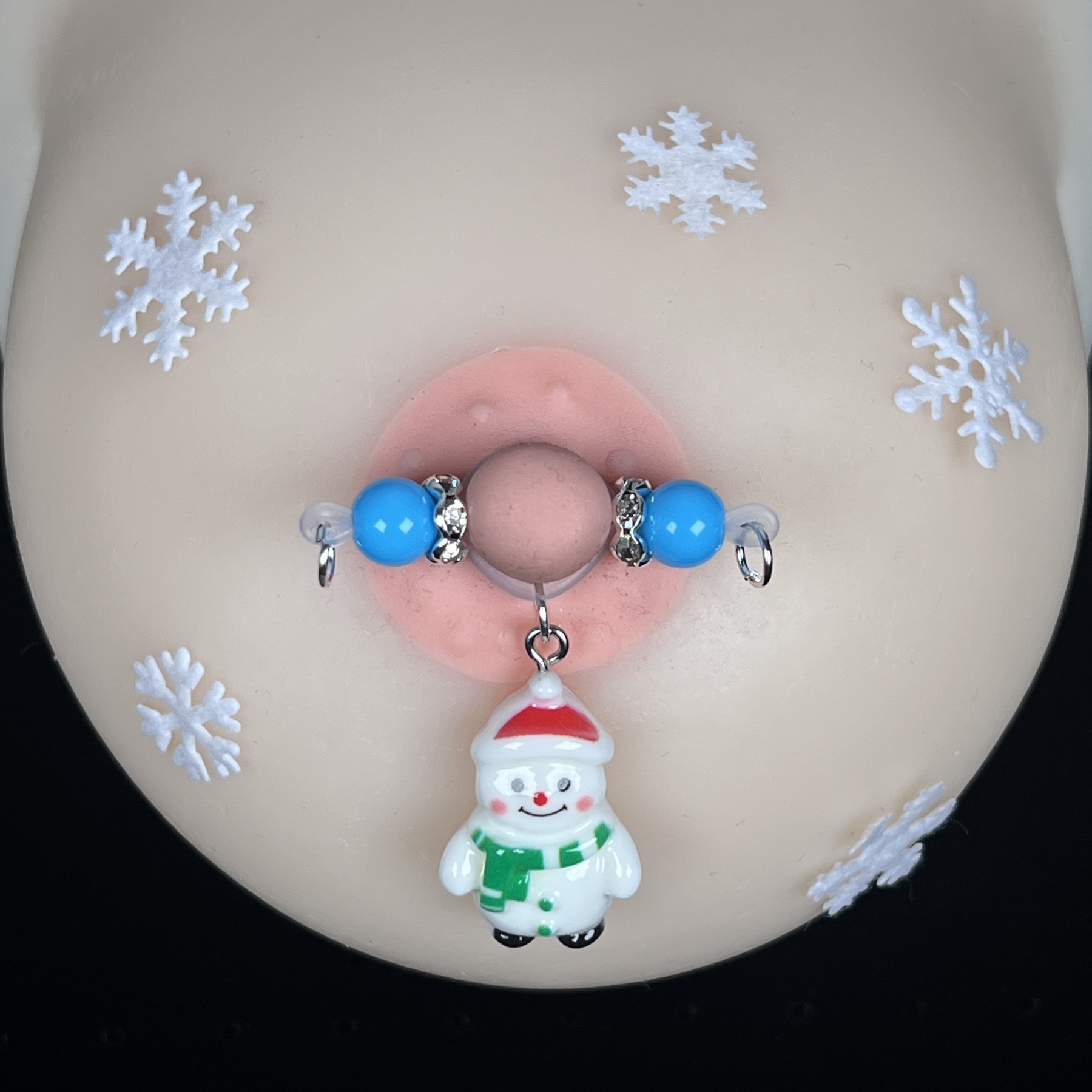 Snowman Blue Bead Nipple Clips
