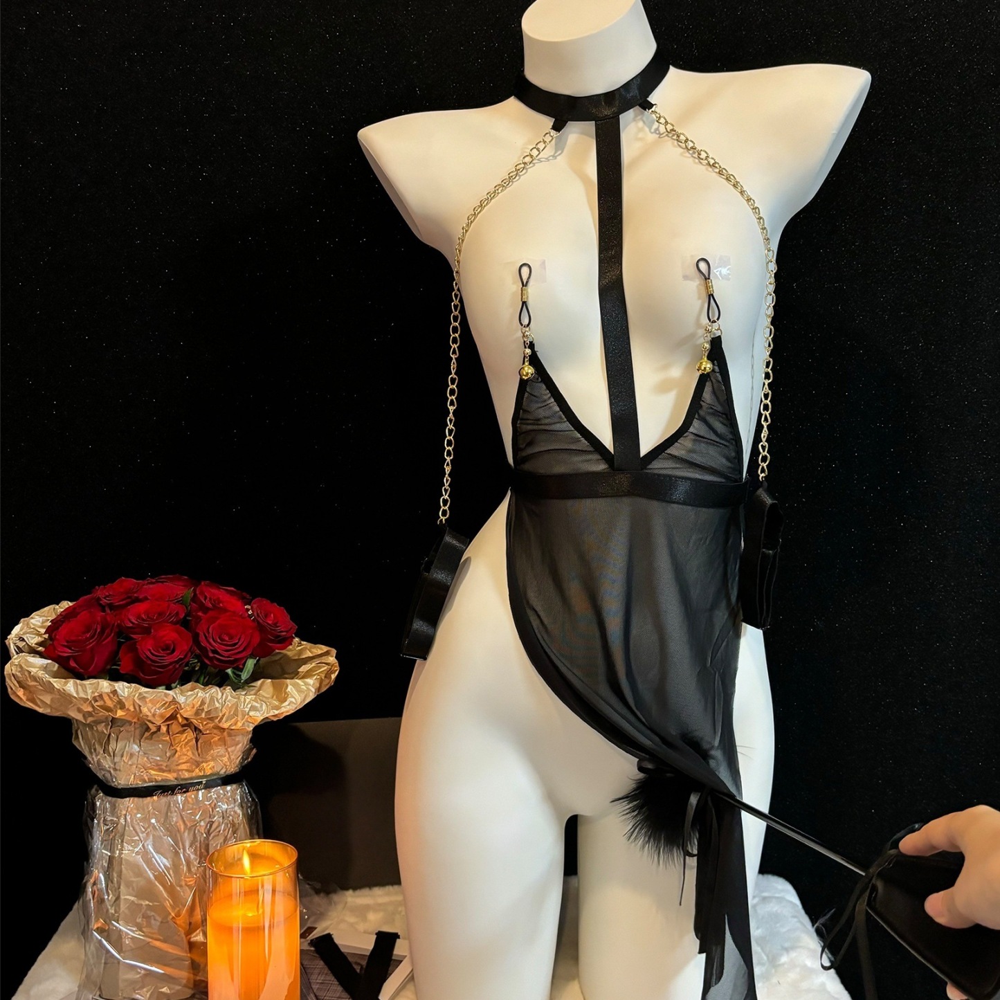 Nipple clamp mesh skirt set