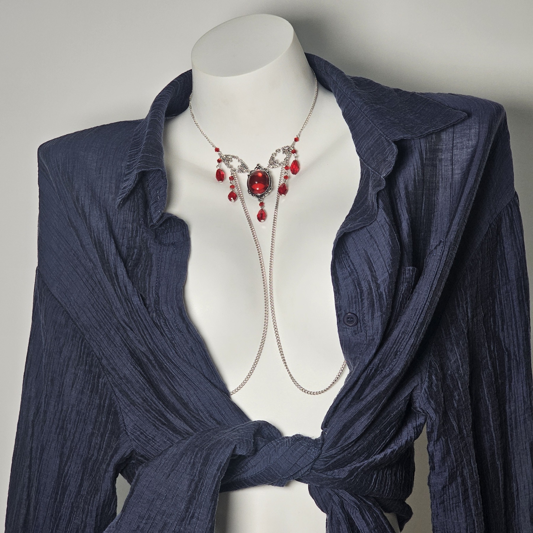 Sexy ruby ​​nipple chain
